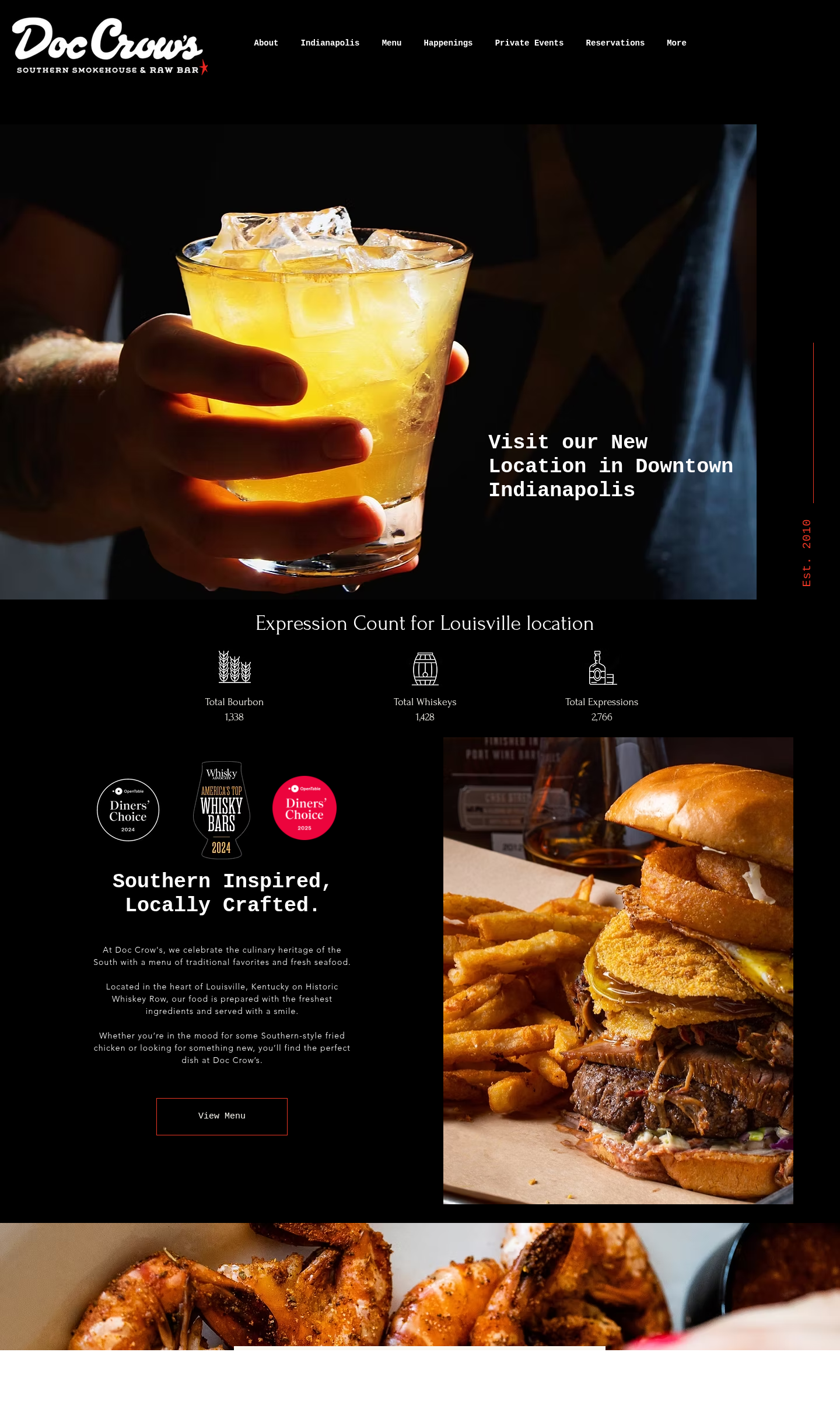 Current Doc Crow's Southern Smokehouse and Raw Bar website